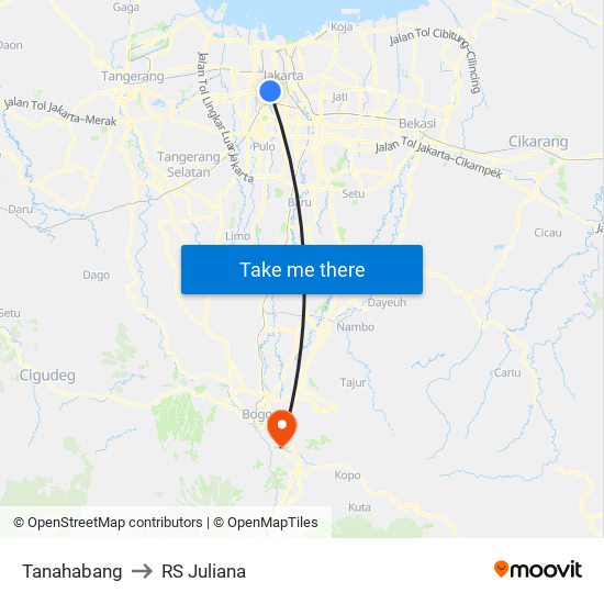 Tanahabang to RS Juliana map