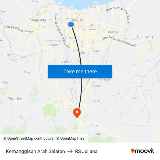 Kemanggisan Arah Selatan to RS Juliana map