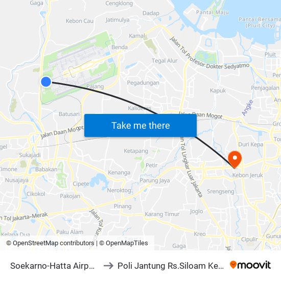 Soekarno-Hatta Airport (Shia) to Poli Jantung Rs.Siloam Kebon Jeruk map