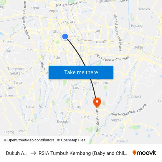 Dukuh Atas to RSIA Tumbuh Kembang (Baby and Child Clinic) map