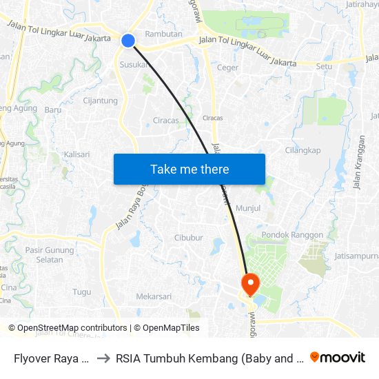 Flyover Raya Bogor to RSIA Tumbuh Kembang (Baby and Child Clinic) map