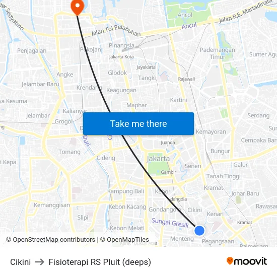 Cikini to Fisioterapi RS Pluit (deeps) map