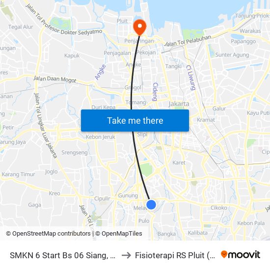SMKN 6 Start Bs 06 Siang, 11 Siang to Fisioterapi RS Pluit (deeps) map