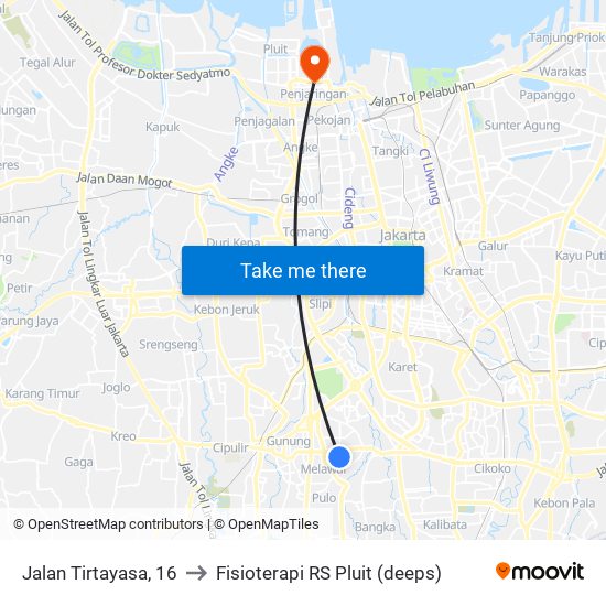 Jalan Tirtayasa, 16 to Fisioterapi RS Pluit (deeps) map