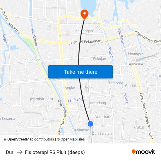Duri to Fisioterapi RS Pluit (deeps) map