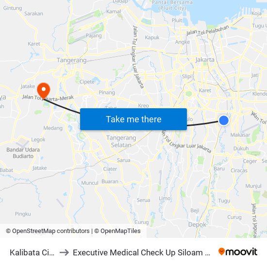 Kalibata City 1 to Executive Medical Check Up Siloam Hospital map