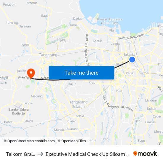 Telkom Grapari to Executive Medical Check Up Siloam Hospital map