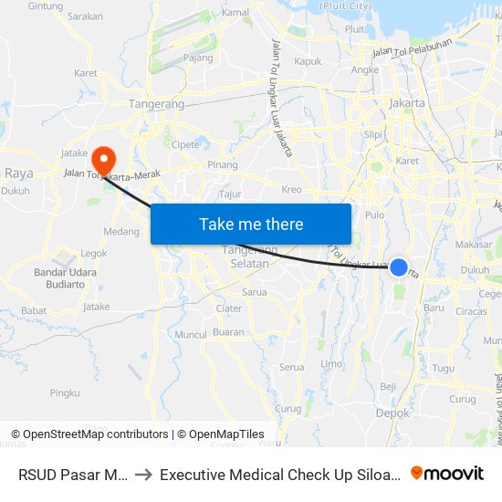 RSUD Pasar Minggu to Executive Medical Check Up Siloam Hospital map