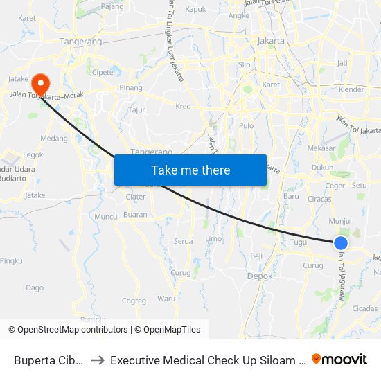 Buperta Cibubur to Executive Medical Check Up Siloam Hospital map
