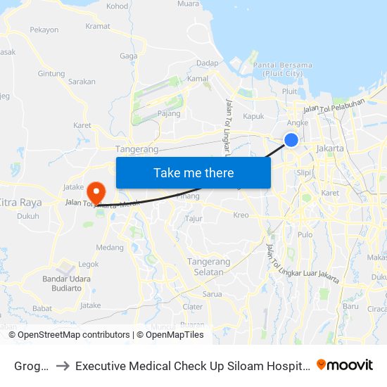 Grogol to Executive Medical Check Up Siloam Hospital map