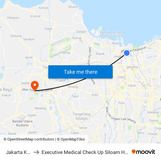 Jakarta Kota to Executive Medical Check Up Siloam Hospital map