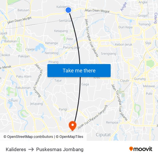 Kalideres to Puskesmas Jombang map