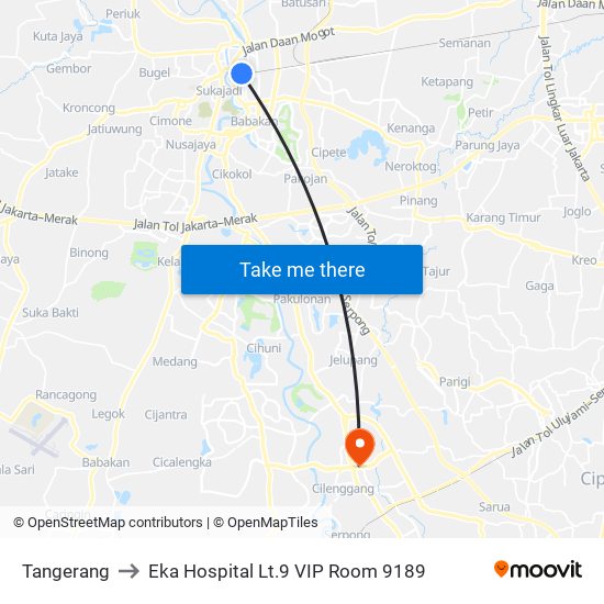 Tangerang to Eka Hospital Lt.9 VIP Room 9189 map