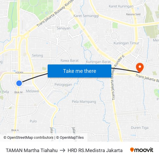 TAMAN Martha Tiahahu to HRD RS.Medistra Jakarta map