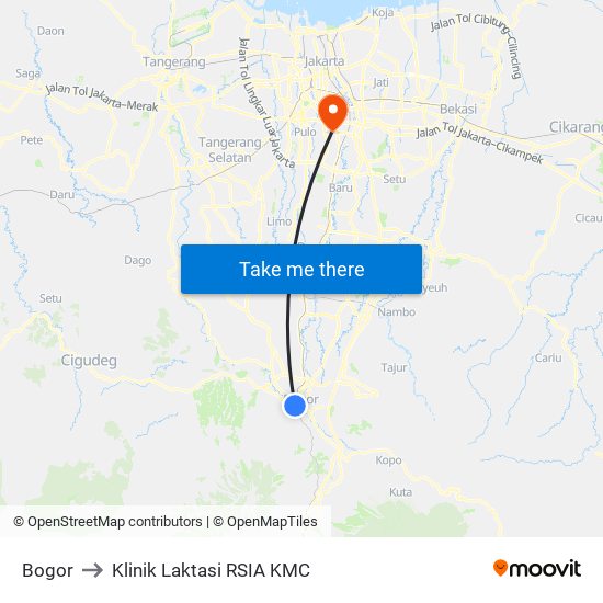 Bogor to Klinik Laktasi RSIA KMC map