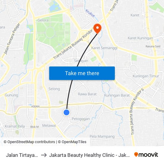 Jalan Tirtayasa, 16 to Jakarta Beauty Healthy Clinic - Jakarta Hospital map