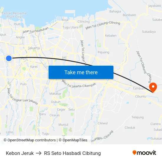 Kebon Jeruk to RS Seto Hasbadi Cibitung map