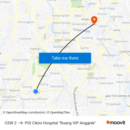 CSW 2 to PGI Cikini Hospital "Ruang VIP Anggrek" map