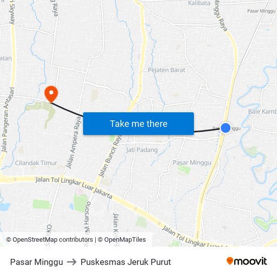 Pasar Minggu to Puskesmas Jeruk Purut map