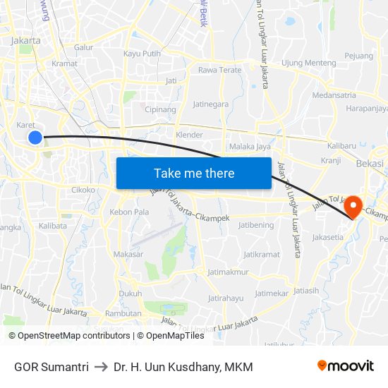 GOR Sumantri to Dr. H. Uun Kusdhany, MKM map