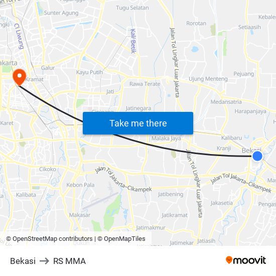 Bekasi to RS MMA map