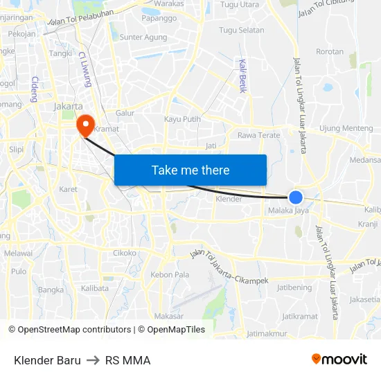 Klender Baru to RS MMA map