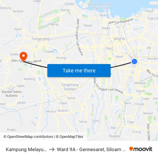 Kampung Melayu Kecil to Ward 9A - Gennesaret, Siloam Hospital map