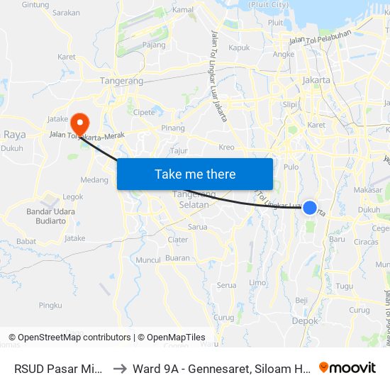 RSUD Pasar Minggu to Ward 9A - Gennesaret, Siloam Hospital map