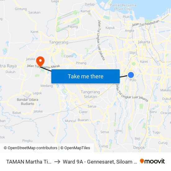 TAMAN Martha Tiahahu to Ward 9A - Gennesaret, Siloam Hospital map