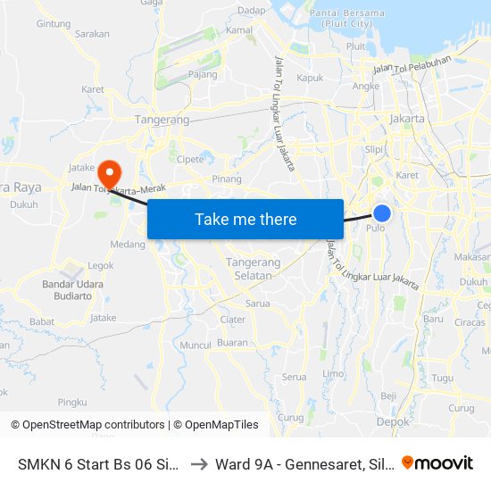 SMKN 6 Start Bs 06 Siang, 11 Siang to Ward 9A - Gennesaret, Siloam Hospital map