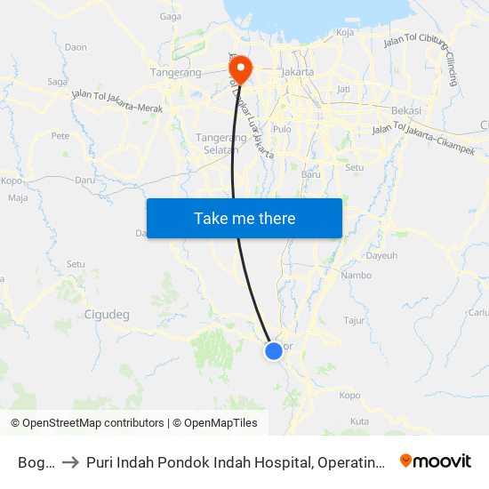 Bogor to Puri Indah Pondok Indah Hospital, Operating Room map