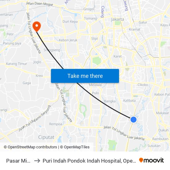 Pasar Minggu to Puri Indah Pondok Indah Hospital, Operating Room map
