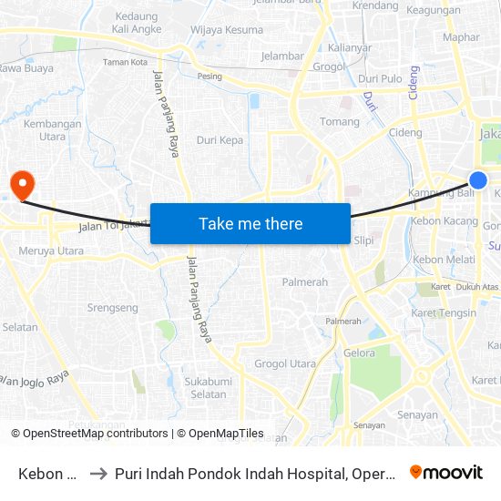 Kebon Sirih to Puri Indah Pondok Indah Hospital, Operating Room map