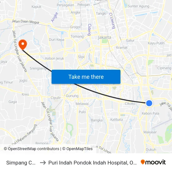Simpang Cawang to Puri Indah Pondok Indah Hospital, Operating Room map