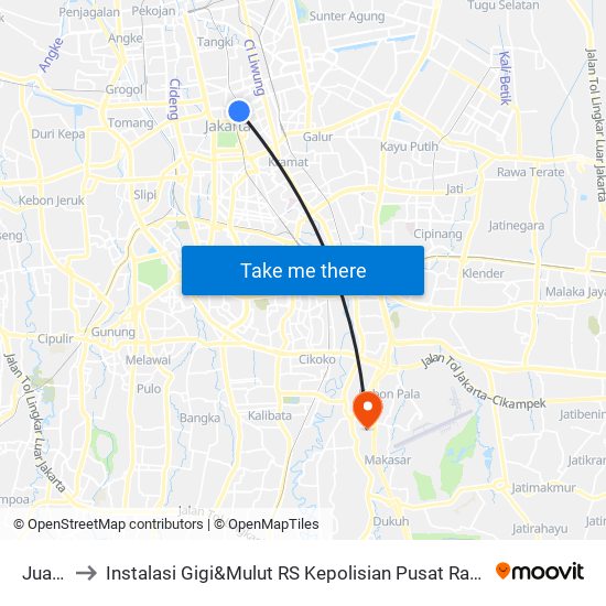 Juanda to Instalasi Gigi&Mulut RS Kepolisian Pusat Raden Said Sukanto map