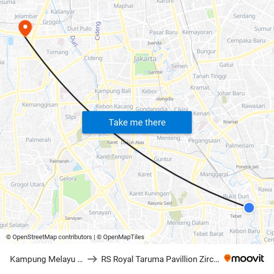 Kampung Melayu Kecil to RS Royal Taruma Pavillion Zircon 355 map