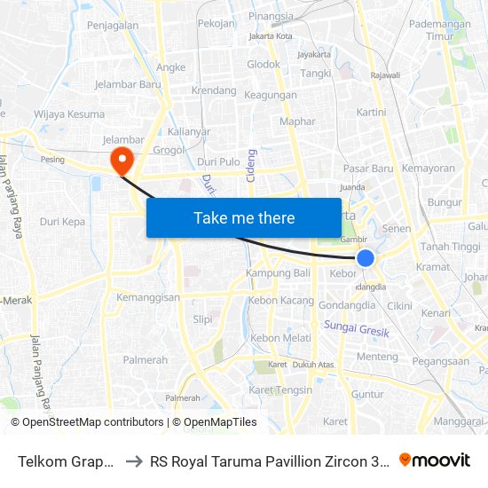 Telkom Grapari to RS Royal Taruma Pavillion Zircon 355 map