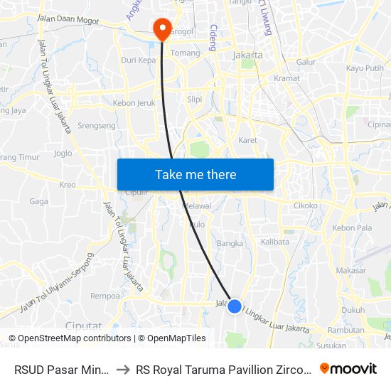 RSUD Pasar Minggu to RS Royal Taruma Pavillion Zircon 355 map