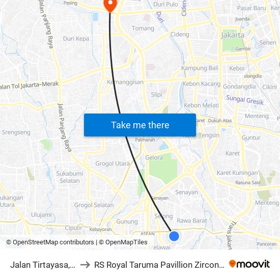 Jalan Tirtayasa, 16 to RS Royal Taruma Pavillion Zircon 355 map