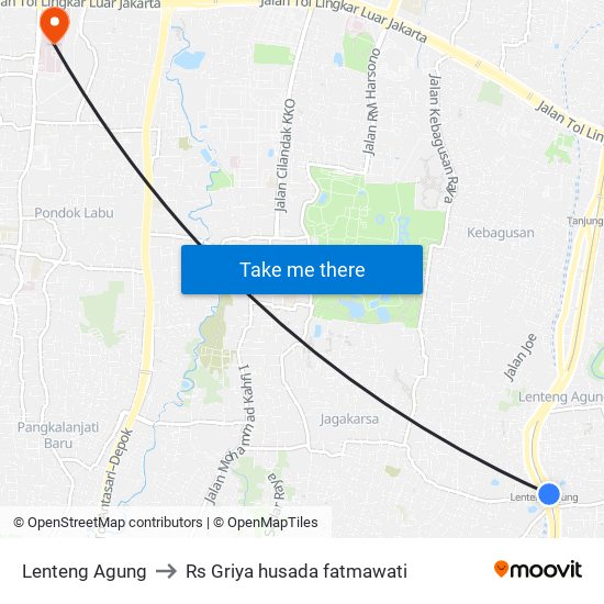 Lenteng Agung to Rs Griya husada fatmawati map