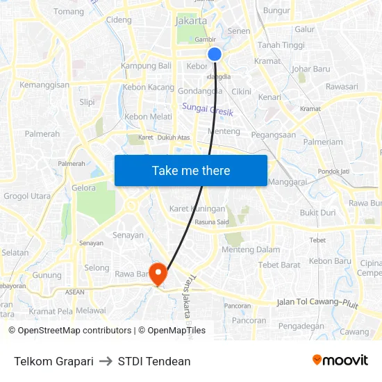 Telkom Grapari to STDI Tendean map