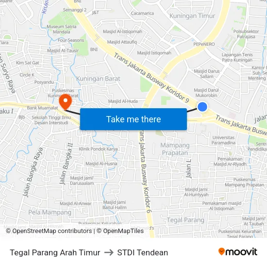 Tegal Parang Arah Timur to STDI Tendean map