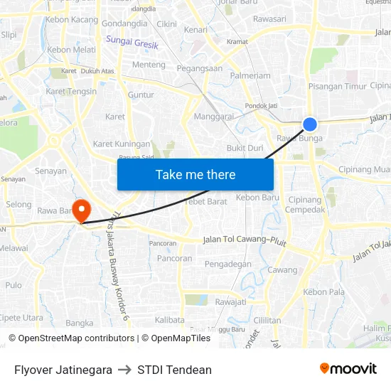 Flyover Jatinegara to STDI Tendean map