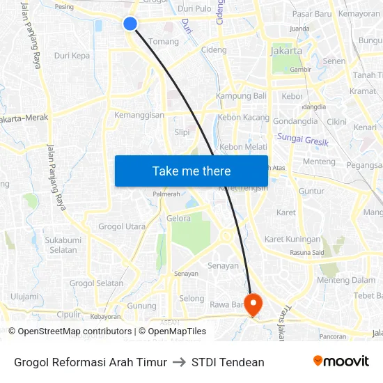 Grogol Reformasi Arah Timur to STDI Tendean map
