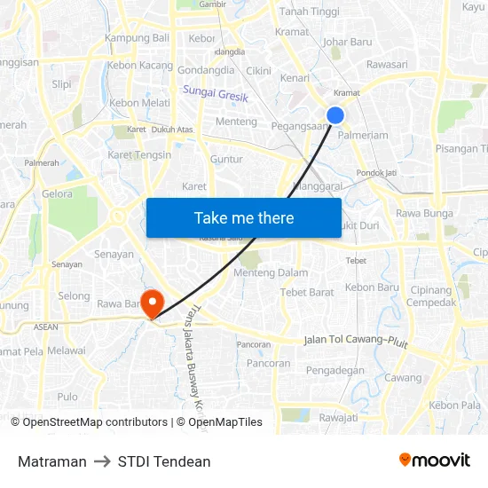 Matraman to STDI Tendean map