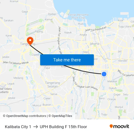 Kalibata City 1 to UPH Building F 15th Floor map