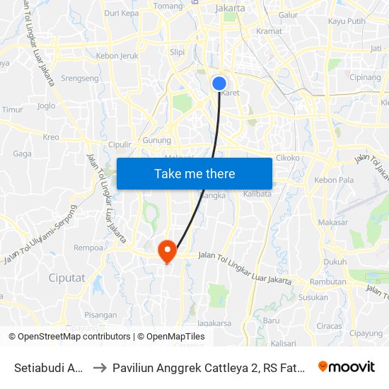 Setiabudi Astra to Paviliun Anggrek Cattleya 2, RS Fatmawati map