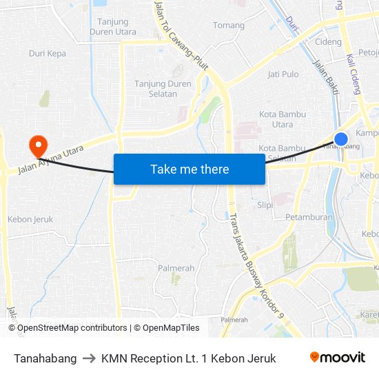 Tanahabang to KMN Reception Lt. 1 Kebon Jeruk map