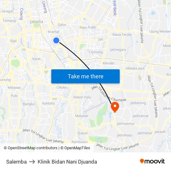 Salemba to Klinik Bidan Nani Djuanda map