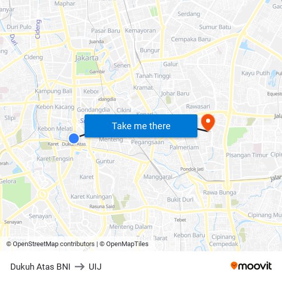 Dukuh Atas BNI to UIJ map